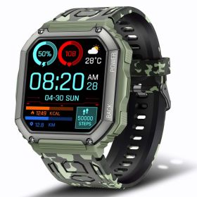 SENBONO C20s Smart Watch Men 320 MAh Smart Watch Music Player Fitness Tracker BT Dial Call Multi Sport Modes Smartwatch For IOS Android (Color: Green Camouflage)